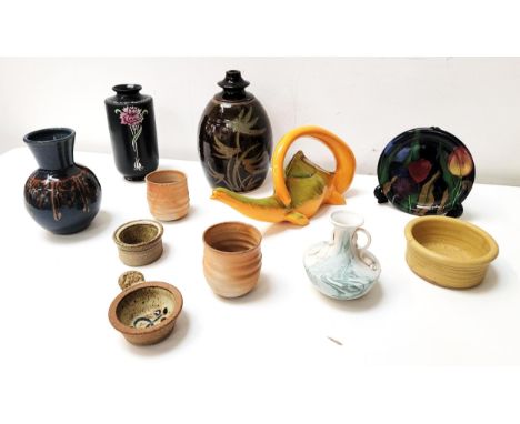 SELECTION OF VINTAGE AND STUDIO CERAMICSincluding brown glazed lamp base, Influential friends Nessie / Dinosaur teapot by Joh