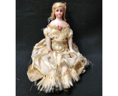 GERMAN SIMON & HALBIG 'LITTLE WOMEN' MINIATURE DOLL, CIRCA 1900impressed S & H 1160 on shoulder, with fixed glass eyes, close