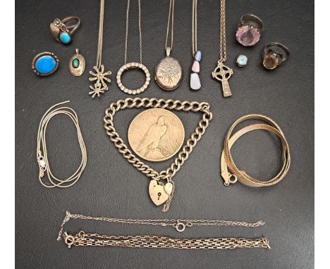 SELECTION OF SILVER AND SILVER MOUNTED JEWELLERYincluding a blue topaz single stone pendant in silver and gold, an amethyst s