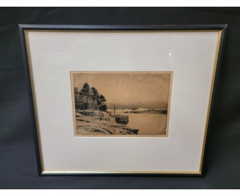 GEORGE HOUSTON RSW RI RSA (1869 - 1947)'Loch Awe Taychreggan', etching, signed in pencil to the margin, framed under glass, 1