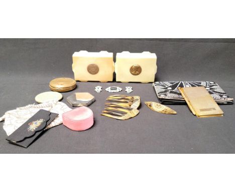 SELECTION OF COMPACTS, EVENING BAGS AND OTHER ITEMSincluding a shagreen compact, two beaded evening bags, tortoiseshell effec