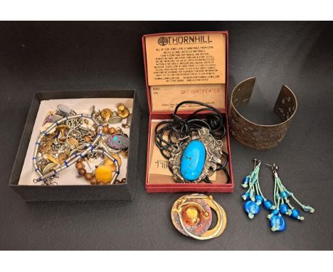 SELECTION OF COSTUME JEWELLERYincluding a boxed turquoise set 'Thornhill' pendant on chain (hand-made from recycled materials