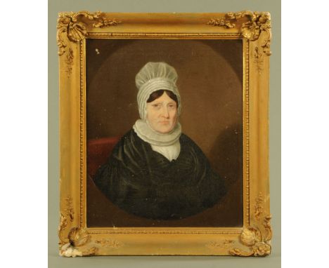 A 19th century oil painting on canvas, portrait of a lady.  44 cm x 36 cm, framed.