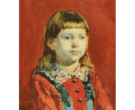 Carl Frederik Von Saltza (1837-1905), watercolour head and shoulders portrait of a young girl.  17 cm x 15 cm, label verso de