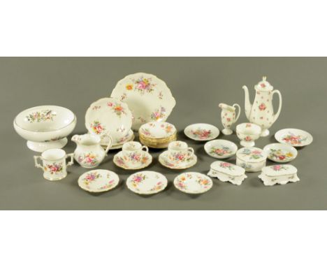 A collection of Royal Crown Derby "Derby Posies" wares, Royal Doulton Spode and other principally hand painted foliate patter