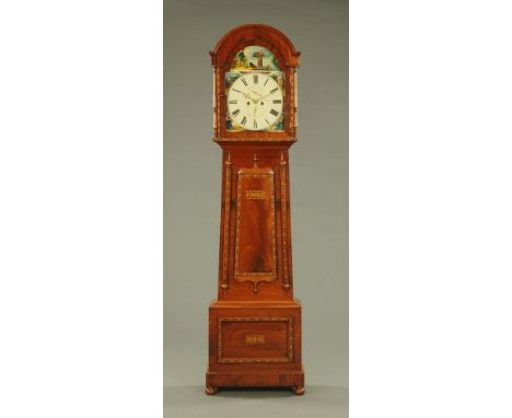 An early 19th century longcase clock in mahogany case, and with two train striking movement by Joseph Stomier Glasgow.  Heigh