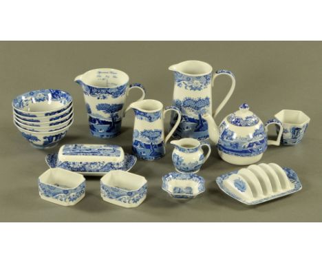 A collection of Spode, principally 1816 design breakfast wares, including teapot, toast rack, butter dish, 5 bowls, 3 jugs, 4