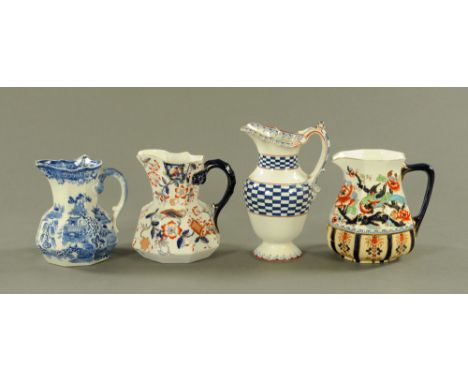 A Masons Ironstone china blue and white transfer printed snake handled jug, another Imari patterned unmarked, a Losol ware Sh