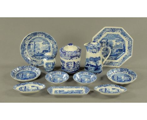 A miscellaneous collection of Spode Italian design 1816 wares, including lidded vessel, small rectangular tray, pair of shape