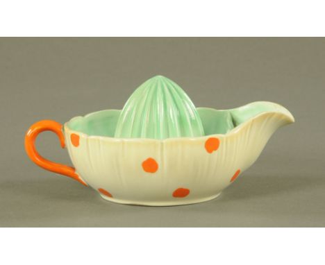 A Shelley Mabel Lucie Attwel lemon juicer. CONDITION REPORT: The juicer is in reasonably good order.  The ribs to the lemon s
