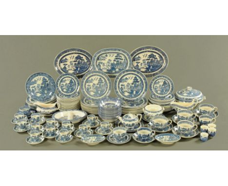 A large collection of Wedgwood and other blue and white transfer dinner, tea and coffee wares, principally Wedgwood and Barle