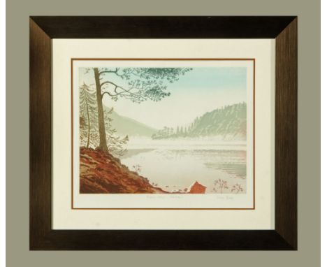 After Simon Bull (b. 1958), "Rising Mist - Thirlmere", colour print, signed and titled in pencil to margin within a stepped c