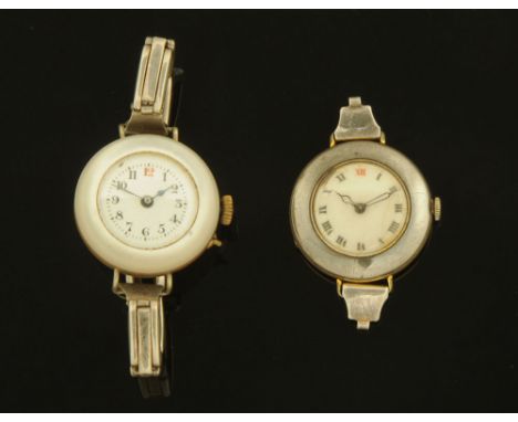 A vintage Rolex ladies wristwatch, in silver case 17 jewels, together with another similar.