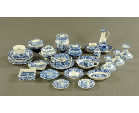 A collection of miscellaneous Spode Italian design 1816 wares, comprising three candlesticks, oil bottle, stand, four lidded 