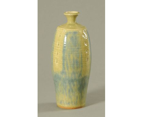 William Plumptre (born 1959), a studio pottery vase, with narrow top and shallow neck and ovoid body, with both impressed and