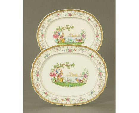 Two Spode Copeland's china Eden design ashettes, manufactured for Harrods Ltd.  Largest length 50 cm.