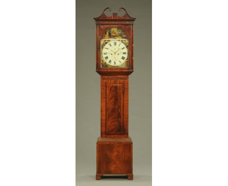 An early 19th century Scottish mahogany longcase clock by Jonathan Loudon Irvine, with eight day striking movement and painte