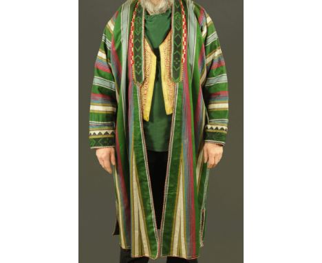 A Middle Eastern robe and waistcoat, with gold coloured threads. CONDITION REPORT: We would describe the size as fitting an a