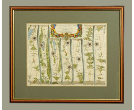 An antiquarian road map "The Roads from Kendal in Westmorland to Cockermouth, and Egremond to The City of Carlisle in Cumberl