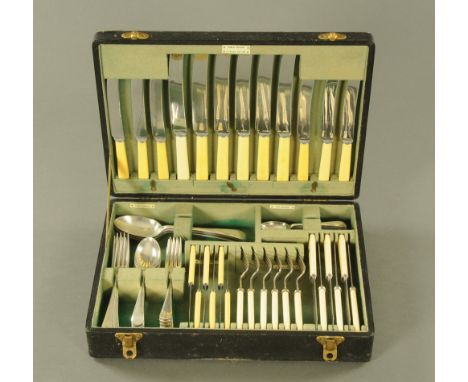A vintage Walker &amp; Hall canteen of cutlery, six place settings.