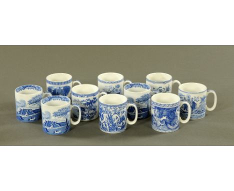 Ten Spode mugs, including five "The Spode Blue Room collection".