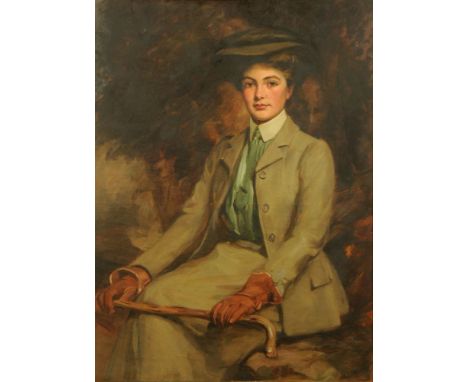 T.H. Smith (British), oil painting on canvas portrait of Miss Wrigley.  100 cm x 74 cm, framed, signed.  NOTE:  Miss Wrigley 