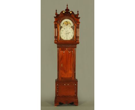 A mahogany longcase clock, in a George III style case and with eight day striking movement with moonphase.  Height including 