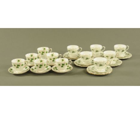 A Colclough tea set, 6 cups, 6 saucers in the ivy leaf pattern together with 18 pieces of Duchesse bone china ivy leaf patter