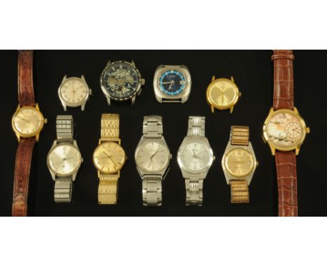 A collection of eleven vintage wristwatches.
