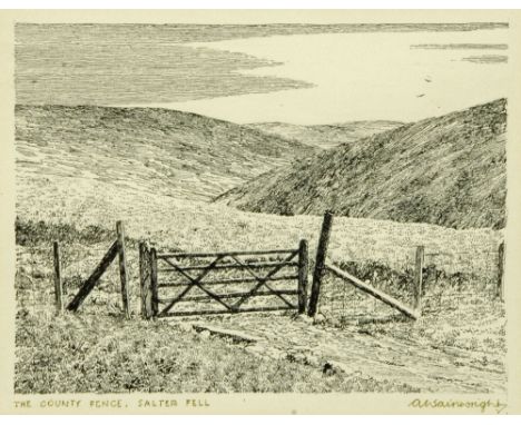 Alfred Wainwright (1907-1991), an original pen and ink drawing "The County Fence, Salter Fell", 17 cm x 21 cm, framed, signed