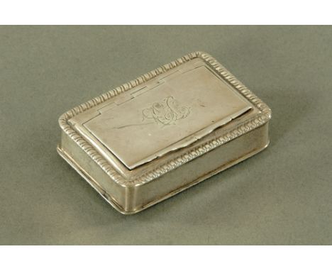 A George III silver snuff box, probably Birmingham 1809 maker Matthew Linwood.  Length 64 mm, 74.2 grams.