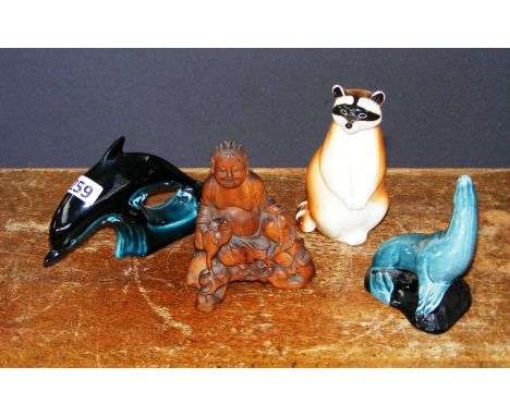Various collectable's including Poole figurines, a Lomonsov USSR figure and carved wooden netsuke.