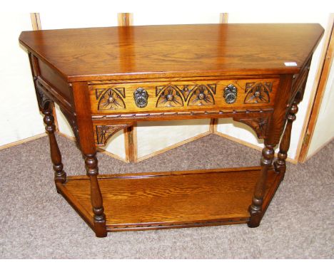An Old Charm Wood Brothers solid oak canted console table 