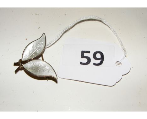 A David Andersen sterling silver 925 enamel leaf brooch.