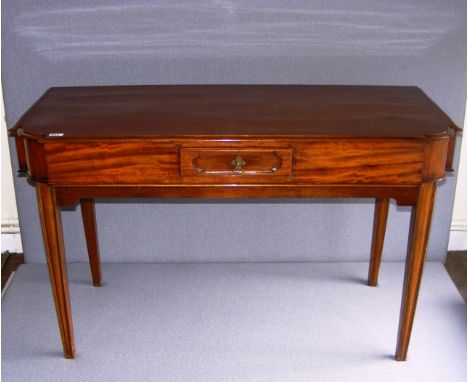 An Edwardian style mahogany console table, standing on four straight legs, with a central drawer.