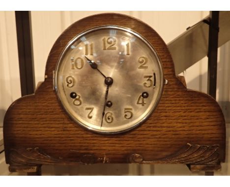 Oak cased Westminster chime mantel clock
