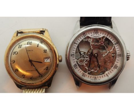 Rotary automatic skeleton wristwatch and a Timex example 