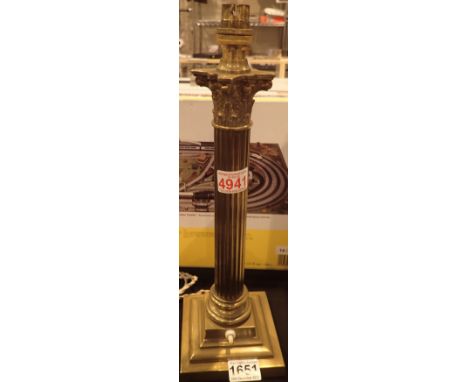 Brass Corinthian column lamp H: 42 cm