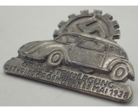 German May 1938 VW Beetle and Swastika badge by R Schenkel