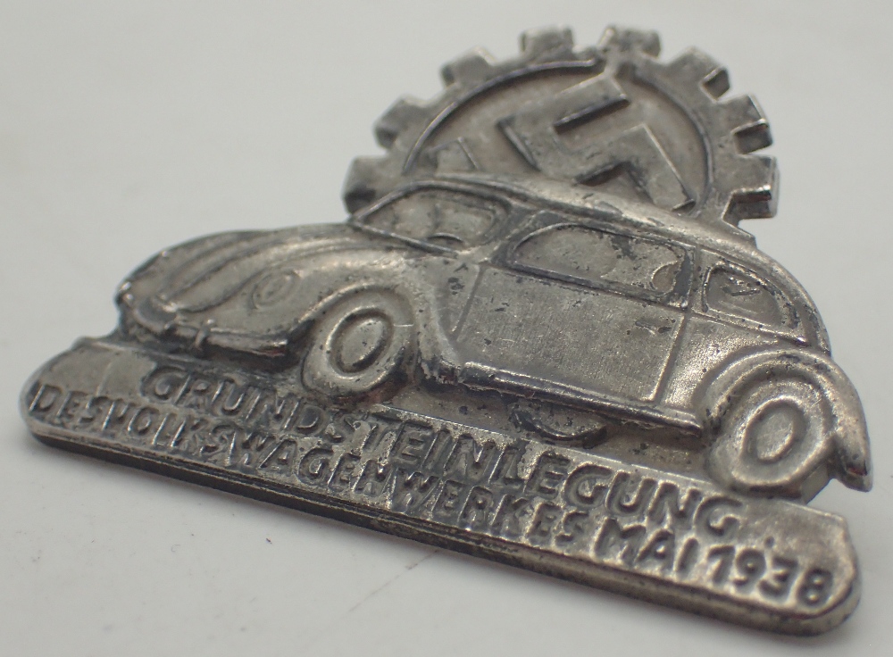 German May 1938 VW Beetle and Swastika badge by R Schenkel