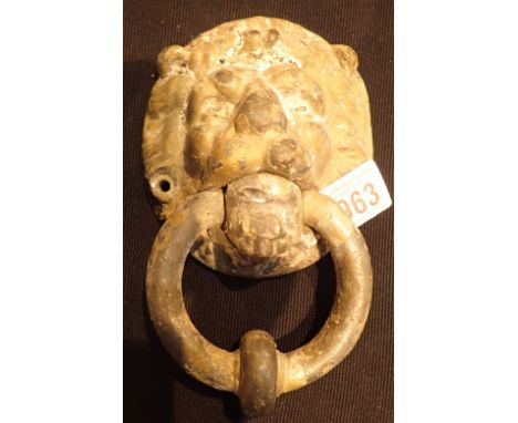 Good early cast metal Lion head door knocker