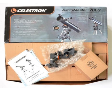 A CELESTRON ASTROMASTER 76EQ REFLECTING TELESCOPE, WITH MOUNT AND TRIPOD, BOXED AS NEW