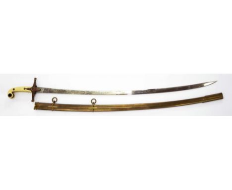 AN 1831 PATTERN GENERAL OFFICER'S SWORD AND BRASS SCABBARD, THE ETCHED BLADE SIGNED FOR THE RETAILER MANTON & CO ENGLAND, SCA