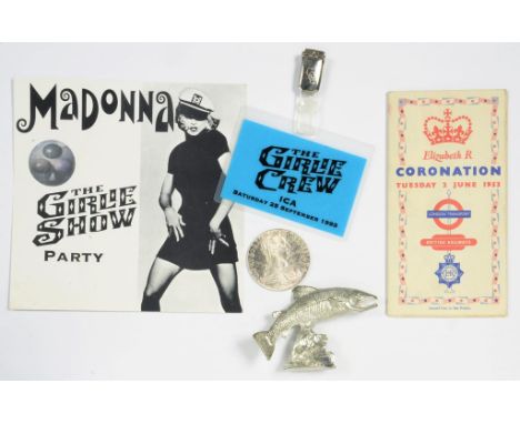 A MARIE THERESA THALER, ICA MADONNA PARTY TICKET 25 SEPTEMBER 1993, LONDON TRANSPORT CORONATION MAP 2 JUNE 1953, ETC