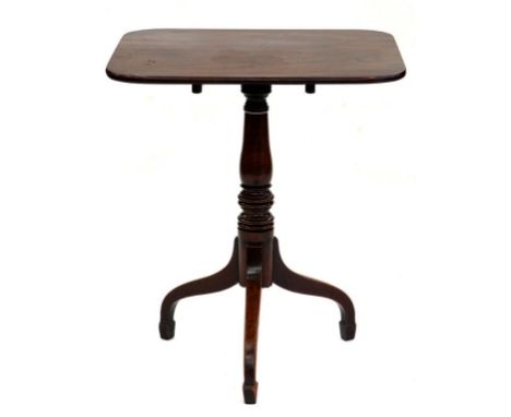 A GEORGE III MAHOGANY  TRIPOD TABLE WITH OBLONG TOP