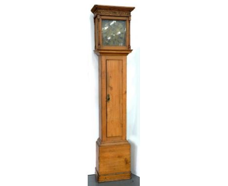 AN ENGLISH 30 HOUR LONGCASE CLOCK, THE BRASS DIAL ENGRAVED   , BARTON & SEALY, TETBURY IN GEORGE III STRIPPED PINE CASE