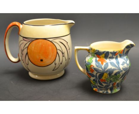 A Gray's pottery Gloria Lustre jug, designed by Susie Cooper decorated in the Oranges and leaves pattern, patt no 4629, print