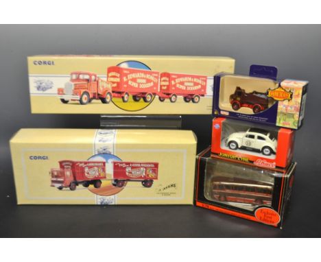 Juvenalia - a Corgi Clasics Scammell Highwayman, R Edwards Amusements, number 97920, boxed; another, J Ayres AEC Mercury Truc