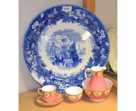 Ceramics - A Wedgwood Italian Lakes pattern blue and white circular plate, impressed marks;  a Royal Worcester demi-tasse cup