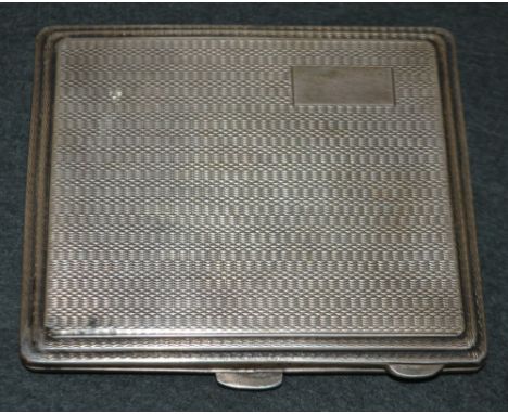 A silver rounded rectangular cigarette case, engine turned, vacant cartouch, Birmingham 1941, 129g